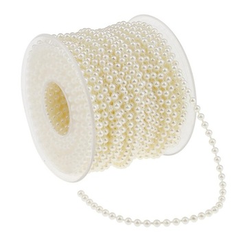 20 metrów perłowe koraliki łańcuszek wstążka do dekoracji sukni ślubnej beżowy