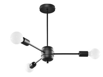 STYLOWY Żyrandol LANGO 3 czarny/stal E-27 SOLLUX