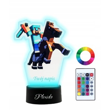 Lampka Nocna z Nadrukiem 3D LED Minecraft Steve