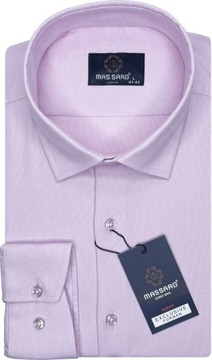 Elegancka różowa koszula męska z lycrą o delikatnej strukturze SLIM-FIT