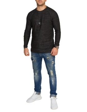 SWETER SWETEREK MĘSKI SLIM FIT ANTRACYT - L