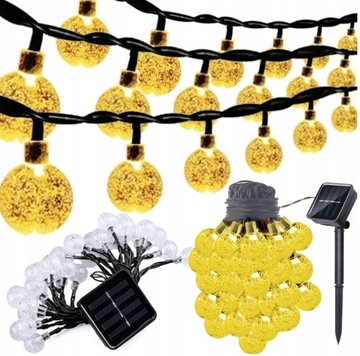 LAMPA SOLARNA GIRLANDA OGRODOWA ŁAŃCUCH ŚWIETLNY 100 LED BIAŁA CIEPŁA 12M
