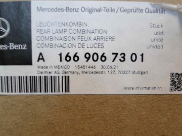 MERCEDES GL X166 166 SVĚTLO ZADNÍ LEVÝ EVROPA