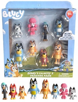 ZESTAW FIGUREK BLUEY BINGO - 8 SZT RODZINKA BLUE