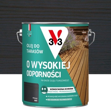 V33 OLEJ DO TARASÓW O WYSOKIEJ ODPORNOŚCI ANTRACYT MAT 4,5L