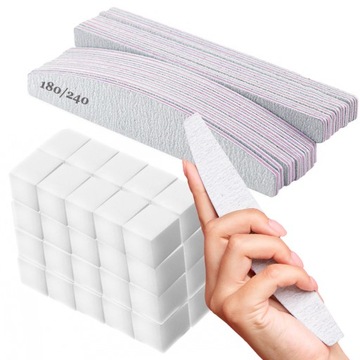 50x PILNIK ŁÓDKA do paznokci 180/240 + gratis blok