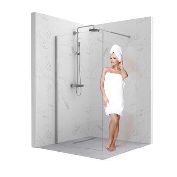 ŚCIANKA SZYBA PRYSZNICOWA WALK-IN 120 CM CHROM DRZWI KABINA SZKŁO 8MM ESG