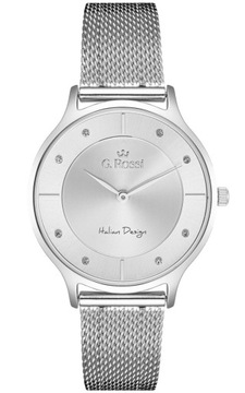 ZEGAREK G. ROSSI DAMSKI CYRKONIE SREBRNY STAL MESH