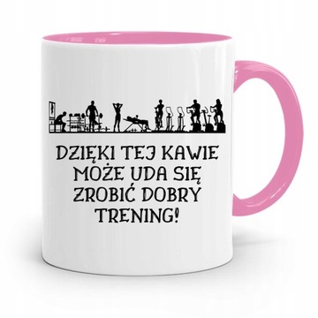 DLA TRENERA TRENERKI SIŁOWNIA KUBEK RÓŻOWY z Nadrukiem ze Zdjęciem