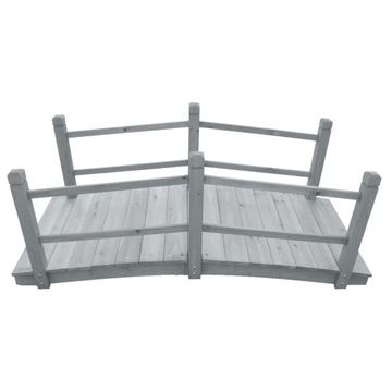 Садовый мостик, серый, 140x60x56 см, массив дерева