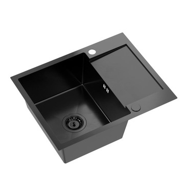 LEO 16 zlewozmywak STALOWY czarny PVD 60x48 + SYFON