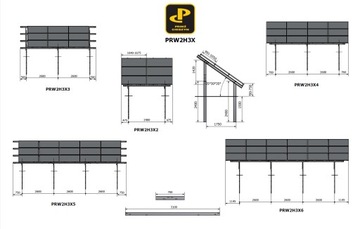 Двухопорная фотоэлектрическая конструкция. PRW2H3x6+2м