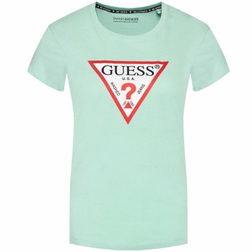 GUESS CLASSIC LOGO KOSZULKA T-SHIRT DAMSKI MIĘTOWY