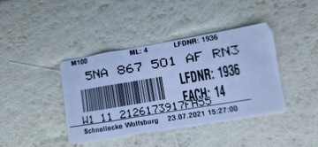 PODSUFITKA VW TIGUAN LIFT 2021- 5NA867501AF ORYGINAŁ IDEAŁ