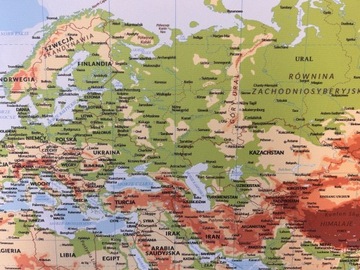Картина КАРТА МИРА на польском языке на стену 120х80 БЕСПЛАТНАЯ матовая политическая карта