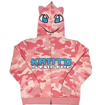 Gengar Y2K BLUZA MĘSKA Z KAPTUREM FULLZIP HIP HOP Najlepsza Jakość