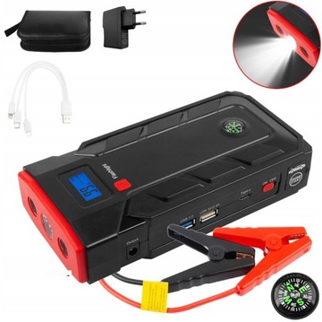 ROZRUSZNIK SAMOCHODOWY, BOOSTER JUMP STARTER AWARYJNY 27000mAh + LAMPA LED