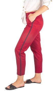 spodnie DAMSKIE CHINOSY bawełniane bordowe XL 44