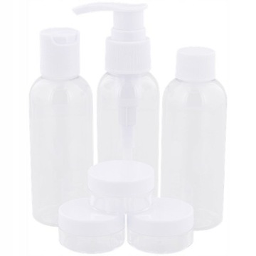 BUTELKI PODRÓŻNE NA KOSMETYKI SAMOLOTU ZESTAW 7 BIAŁE SPILBERGEN