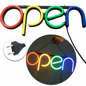 REKLAMA NEON LED NAPIS OPEN COLOR SZYLD BANER