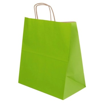 ZESTAW TOREB PAPIEROWYCH 30x17x34 cm ZIELONYCH JASNYCH EKO 100 szt.