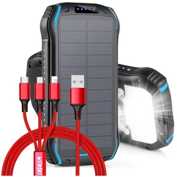 POWERBANK 33500mAh SURVIVALOWY Z INDUKCJĄ + KABEL DO WSZYSTKICH TELEFONÓW