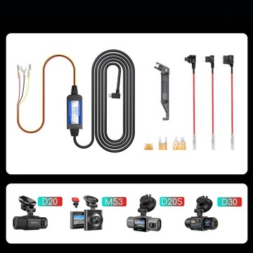 КАБЕЛИ ДЛЯ АВТОМОБИЛЬНОЙ КАМЕРЫ ТИПА MICRO USB НАБОР КАБЕЛЕЙ ACC, BATT, GND