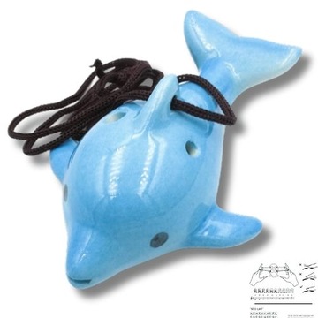 mini OKARYNA ceramiczna niebieska DELFINEK 6 otworów chwyty nuty INSTRUKCJA