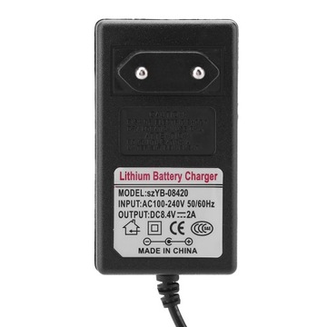 ЗАРЯДНОЕ УСТРОЙСТВО ДЛЯ ЛИТИЕВЫХ АККУМУЛЯТОРОВ НА 8,4 В, 2 А, 110–240 В.