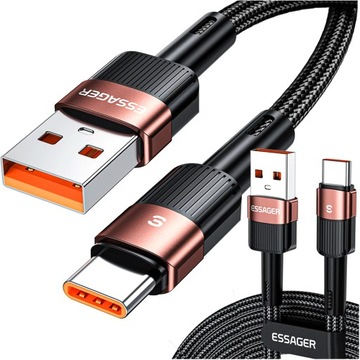 MOCNY Kabel USB USB-C 2m 6A 66W QC3.0 w oplocie do HUAWEI XIAOMI SAMSUNG
