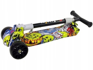 САМОКАТ ТРЁХКОЛЕСНЫЙ СВЕТОДИОДНЫЙ ДЛЯ ДЕТЕЙ, СКЛАДНОЙ, БАЛАНС, ТОРМОЗ, СВЕТ