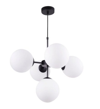 LAMPA WISZĄCA SUFITOWA CZARNA KLOSZE BIAŁE KULE Z BIAŁYMI KULAMI LIGHT HOME
