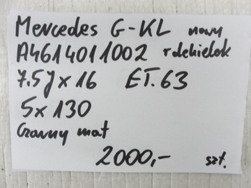 DISK HLINÍK MERCEDES-BENZ OE W461 7.5" X 16" 5X130 ET 63
