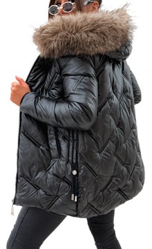 Zimowa_Pikowana_Modna Kurtka_NA FUTERKU - XXL