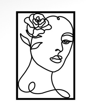 Obraz ażurowy Line Art Dekoracja na ścianę do Salonu Kobieta z Różą