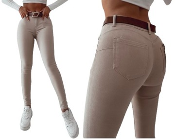 Jeansy spodnie damskie M. Sara modelujące + pasek gratis push up XS/34 beż