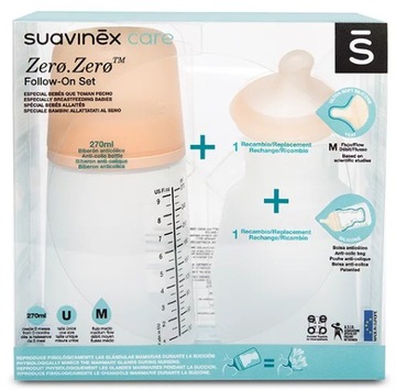 SUAVINEX ZESTAW ZERO BUTELKA 270 ML SMOCZEK WOREK