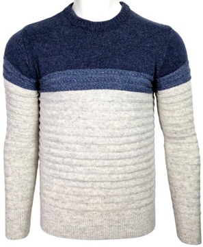 Sweter męski wełniany we wzorki W396 ciepły r. XL