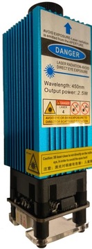 Laser diodowy (niebieski) moduł, DUŻA MOC 2500 mW