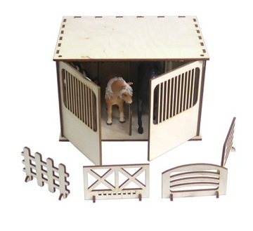 КОНЮШНЯ ИЗ ФАНЕРЫ ДЛЯ ФИГУР ЛОШАДЕЙ KQ61