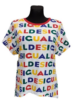 T-shirt koszulka z kolorowymi napisami DESIGUAL M