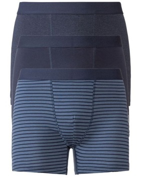 BOKSERKI MĘSKIE 3PAK NAVY PASKI COTTON 5/M LIVERGY