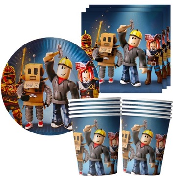 Zestaw urodziny gamingowe ROBLOX KUBKI TALERZYKI SERWETKI OBRUS 41szt. game