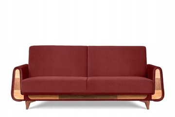 Kanapa rozkładana sofa 3 os. welur drewno GUSTAVO