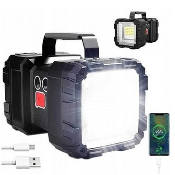 MOCNA LATARKA LED AKUMULATOROWA SZPERACZ DWUSTRONNA POWERBANK 1200lm