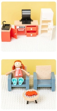 Набор современной мебели для кукольного домика, аксессуары для деревянных кукол XXL