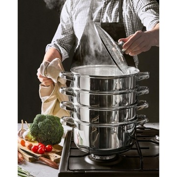 Пароварка из нержавеющей стали с крышкой для приготовления овощей и пельменей на пару.