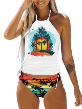 STRÓJ KĄPIELOWY DWUCZĘŚCIOWY KOSTIUM WYSOKI STAN BIKINI PUSH UP BOHO