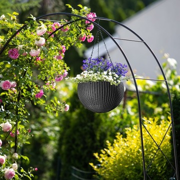 КЕТЕР ПОДВЕСНОЙ ЦВЕТОЧНЫЙ ГОРШОК + КРЮЧОК И ЦЕПЬ АНТРАЦИТОВОГО цвета