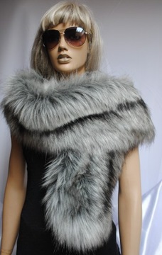 CUDNY SZAL narzutka ETOLA futrzana SREBRZYSTY